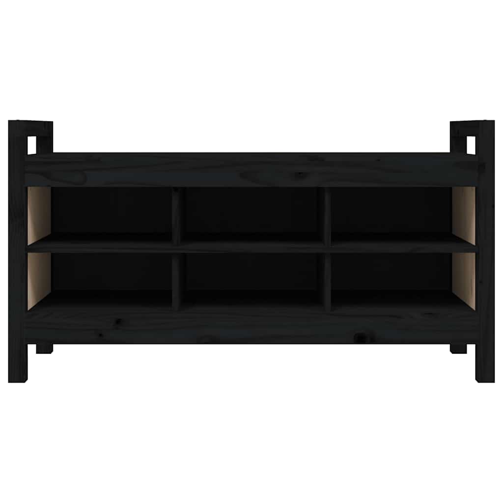 Hall Bench Black 110x40x60 cm Solid Wood Pine