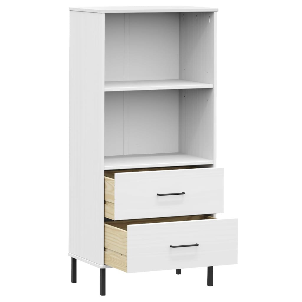 Bookcase with 2 Drawers White 60x35x128.5 cm Solid Wood OSLO