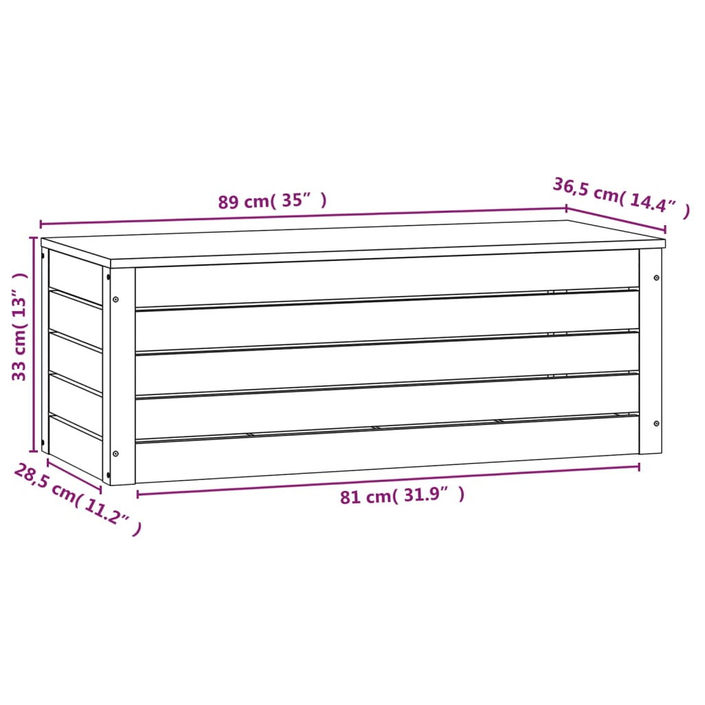 Storage Box White 89x36,5x33 cm Solid Wood Pine