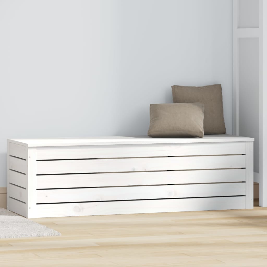 Storage Box White 109x36,5x33 cm Solid Wood Pine