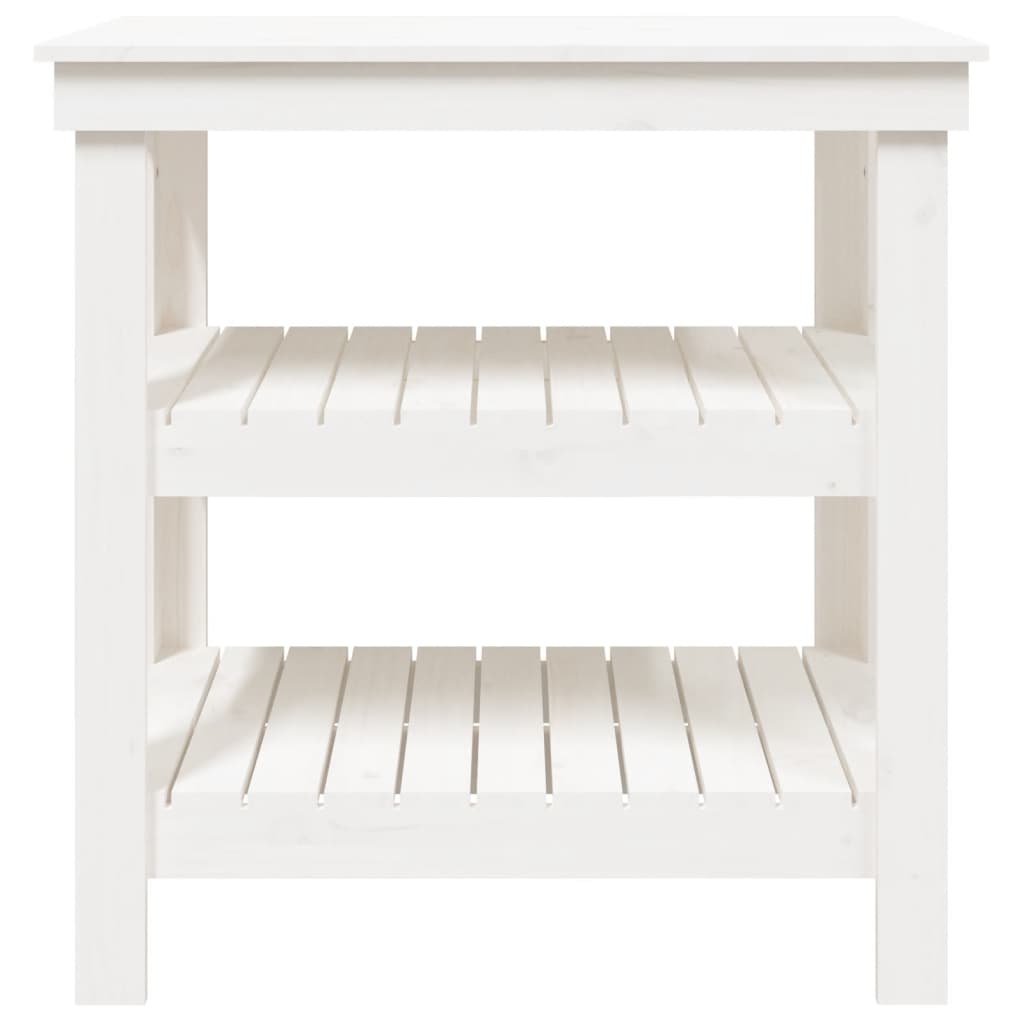 Work Bench with Shelf White 78.5 x 50 x 80 cm Solid Pine Wood