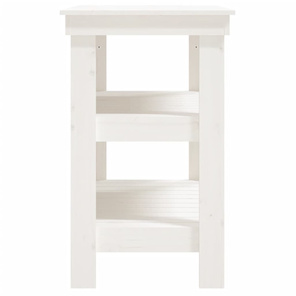 Work Bench with Shelf White 78.5 x 50 x 80 cm Solid Pine Wood