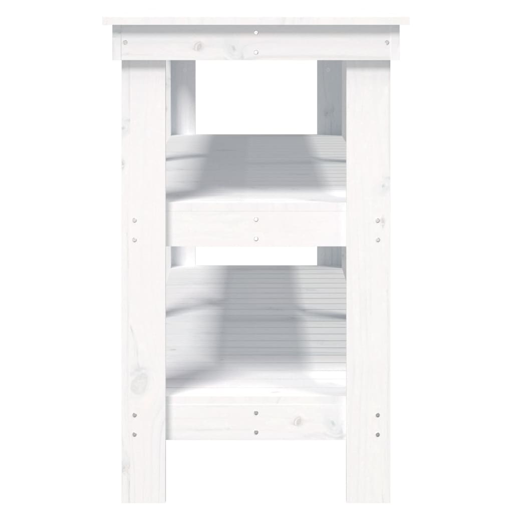 Work Bench with Shelf White 142.5 x 50 x 80 cm Solid Pine Wood