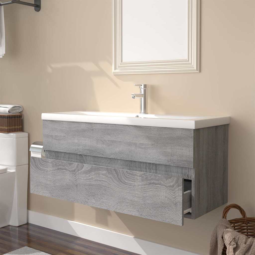Sink Cabinet with Built-in Basin Grey Sonoma Engineered Wood