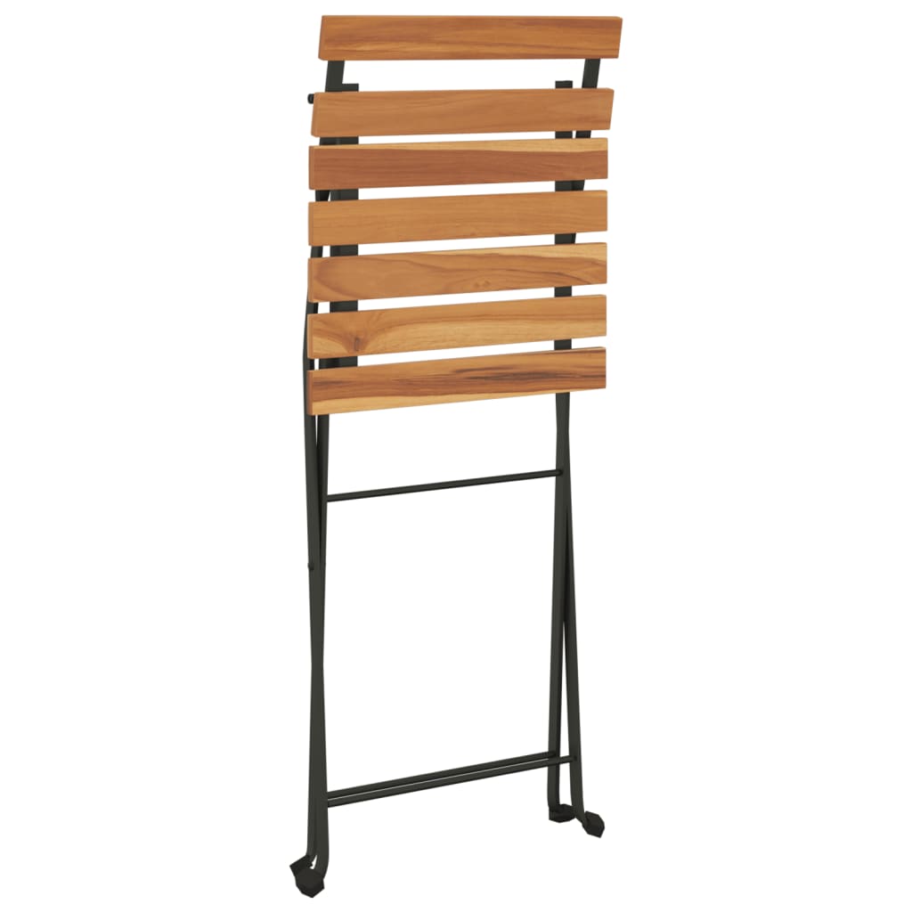 Folding Chairs 8 pcs Solid Wood Teak and Steel