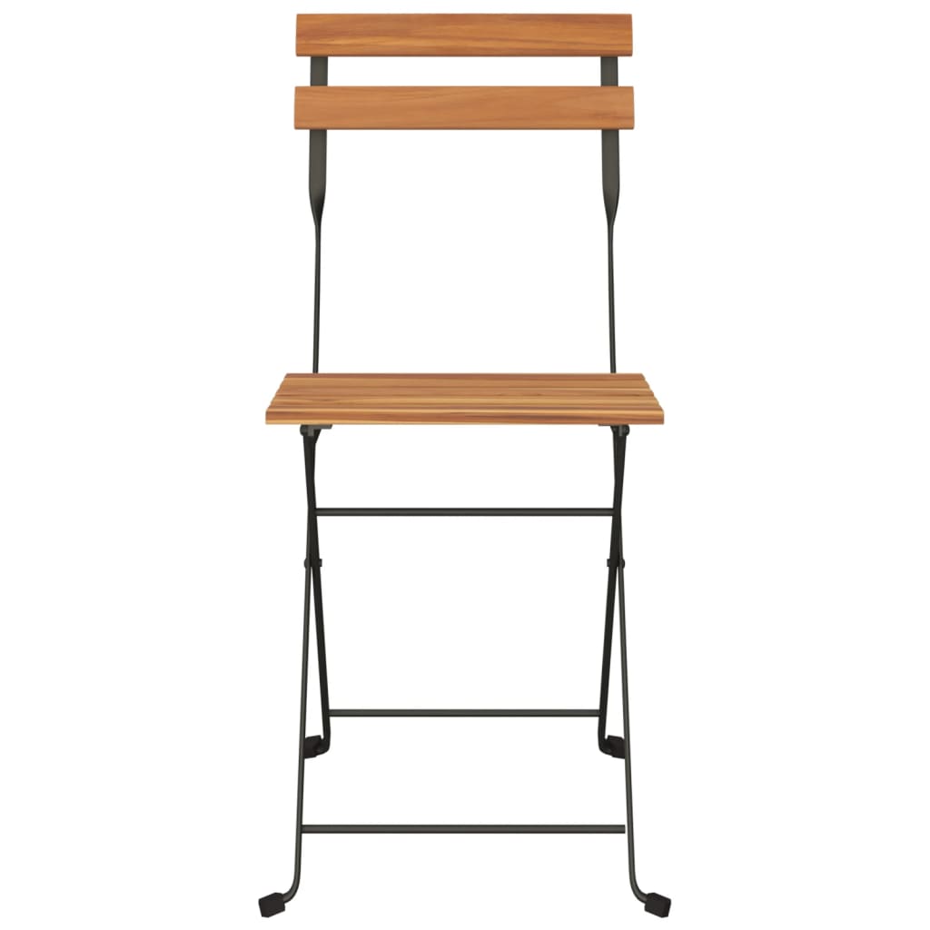 Folding Chairs 8 pcs Solid Wood Teak and Steel