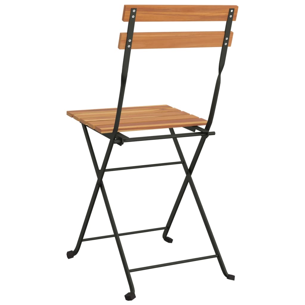 Folding Chairs 8 pcs Solid Wood Teak and Steel
