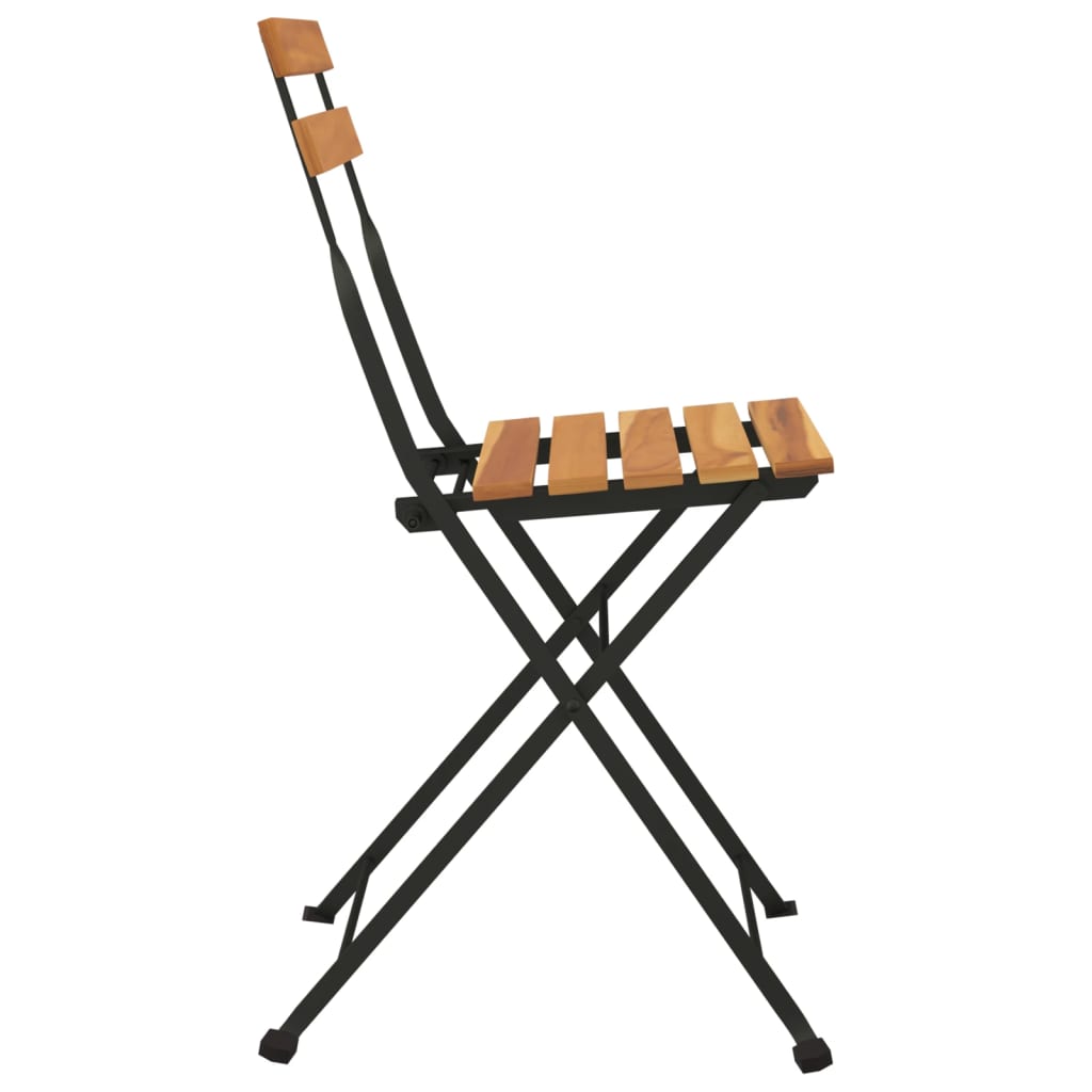 Folding Chairs 8 pcs Solid Wood Teak and Steel