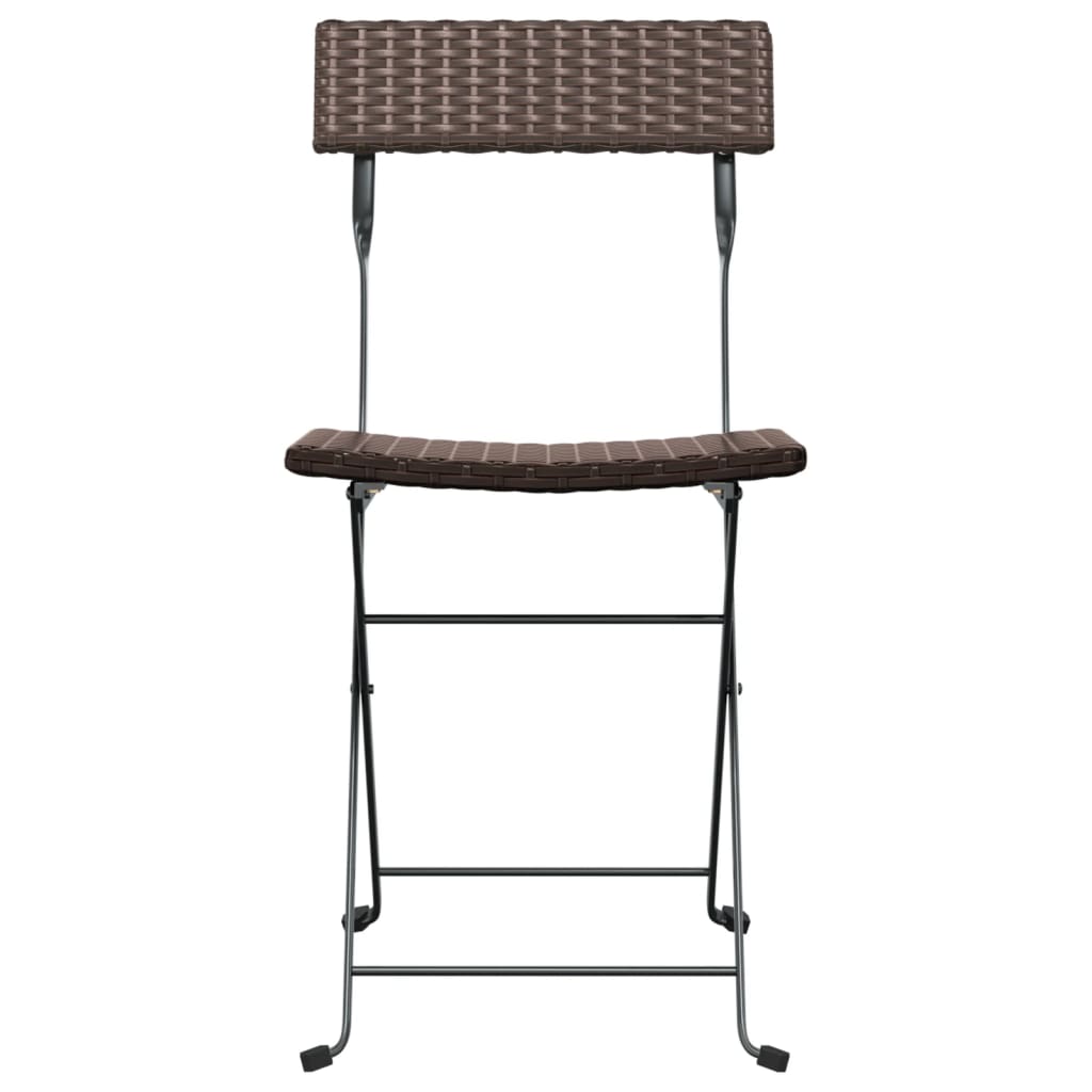 Folding Chairs 6 pcs Brown Poly Rattan and Steel