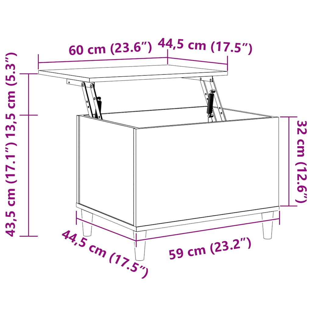 Coffee Table Sonoma Oak 60x44,5x45 cm Engineered Wood