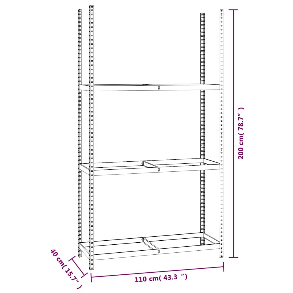 3-Layer Tire Racks 4 pcs Silver 110x40x200 cm Steel