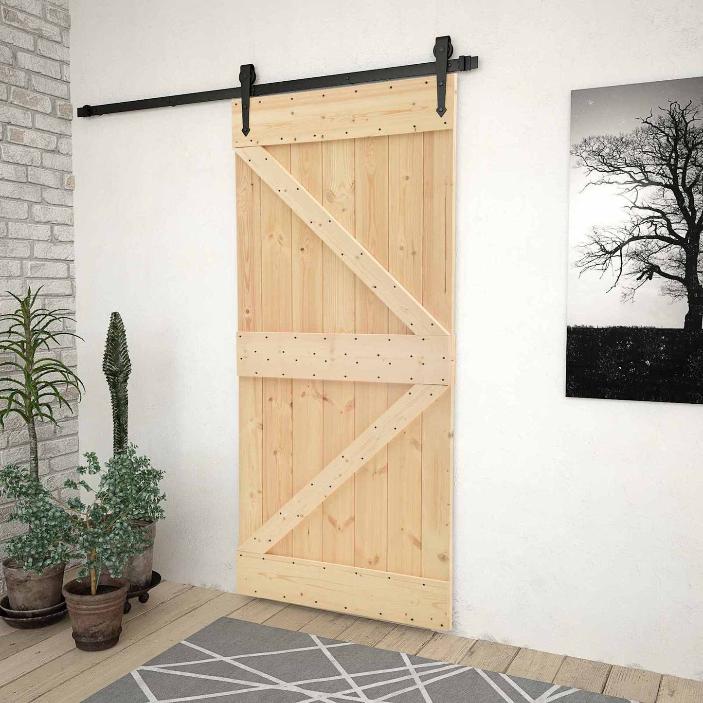 Door NARVIK 100 x 210 cm Solid Pine Wood (Untreated) Natural