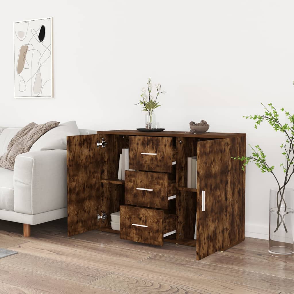 Sideboard Smoked Oak 91x29.5x65 cm Engineered Wood