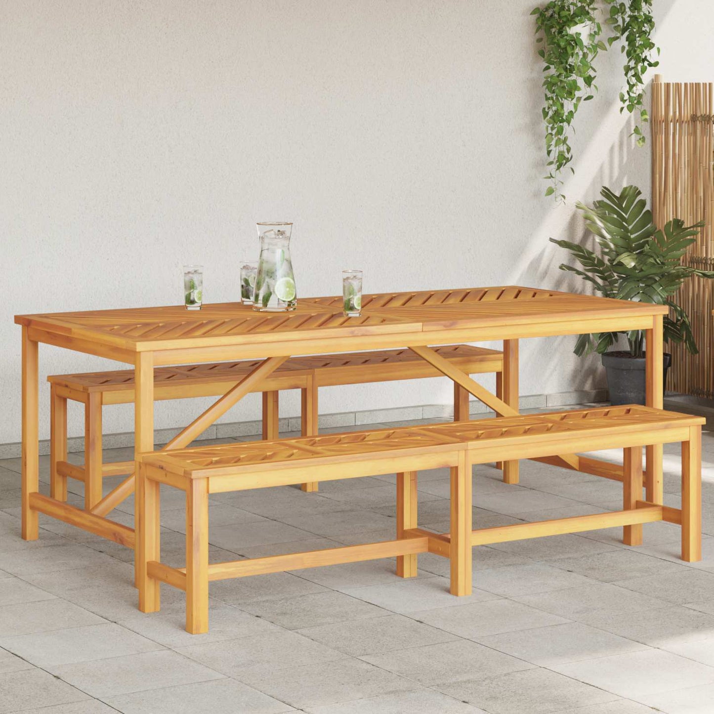 Garden Dining Set 3 pcs Brown Solid Acacia Wood