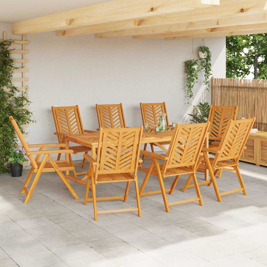 Garden Dining Set 9 pcs Brown Solid Acacia Wood