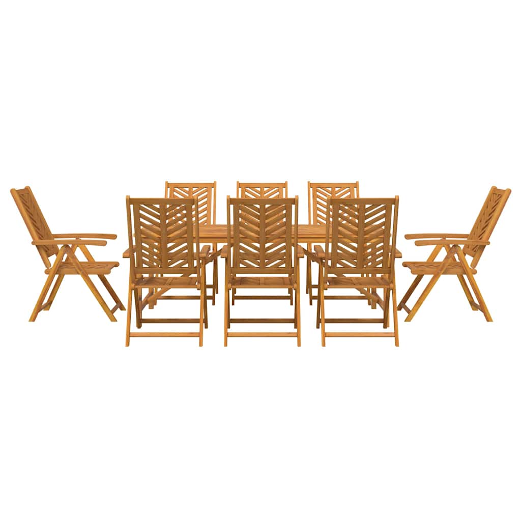 Garden Dining Set 9 pcs Brown Solid Acacia Wood