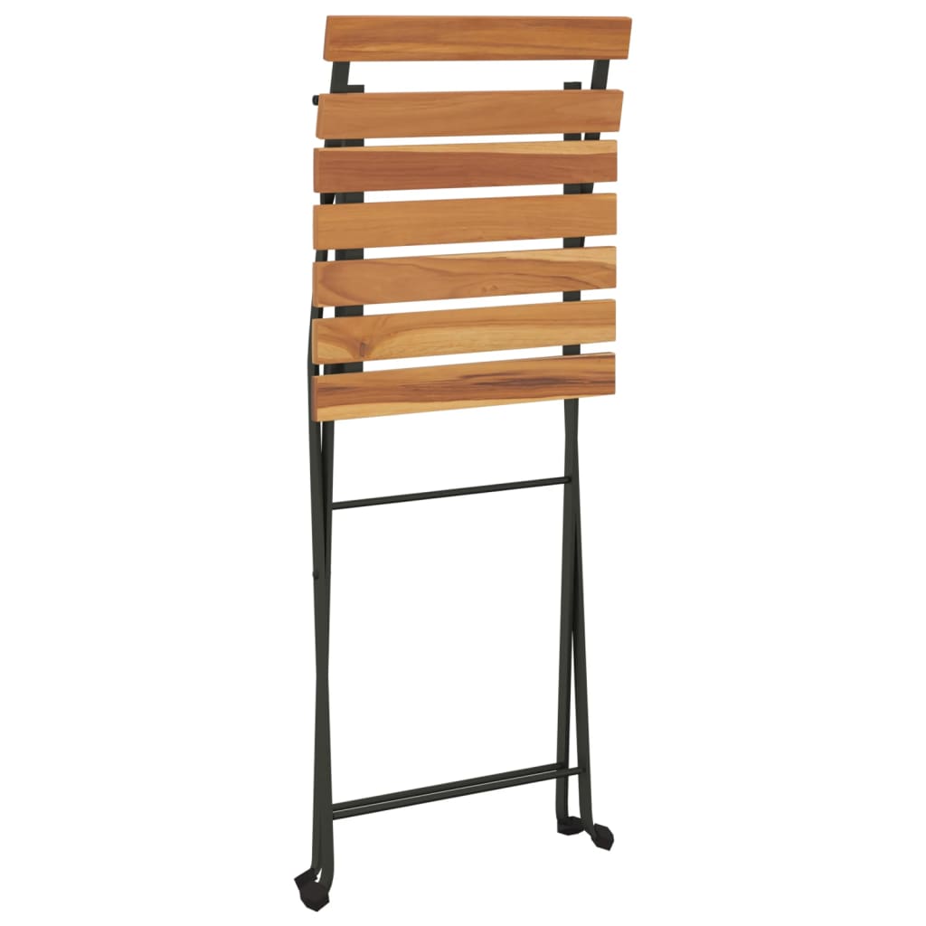 Folding Chairs 4 pcs Solid Wood Teak and Steel