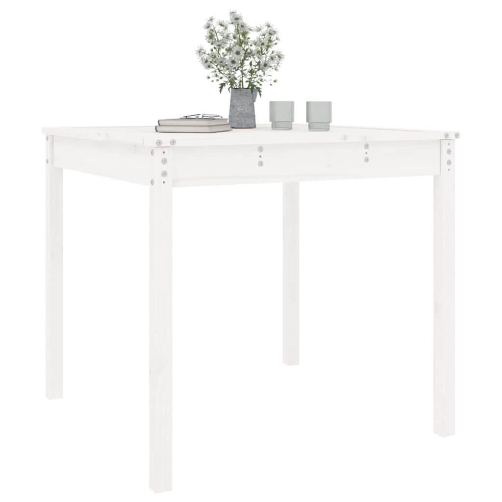 Garden Table White 82,5x82,5x76 cm Solid Wood Pine