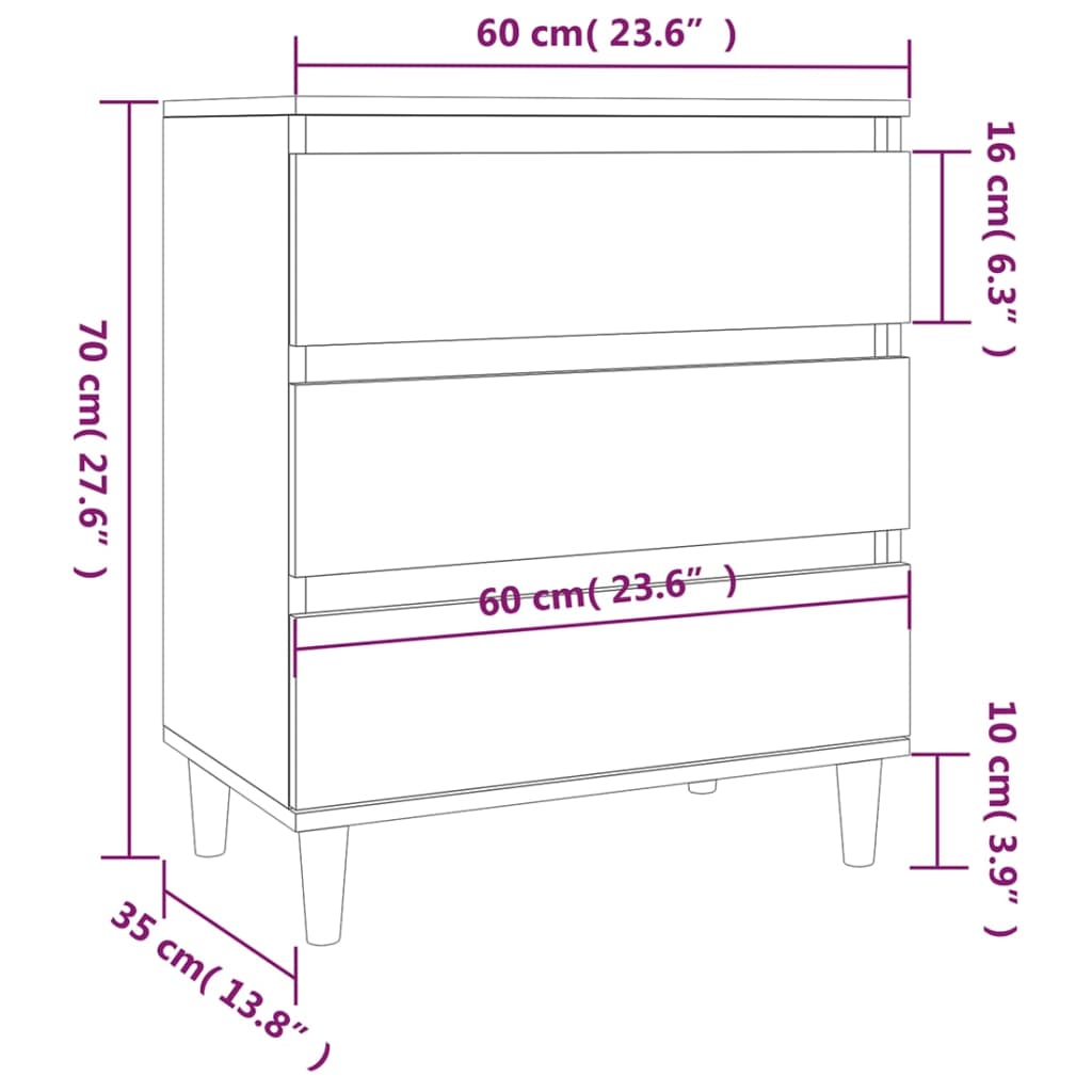 Sideboard Sonoma Oak 60x35x70 cm Engineered Wood