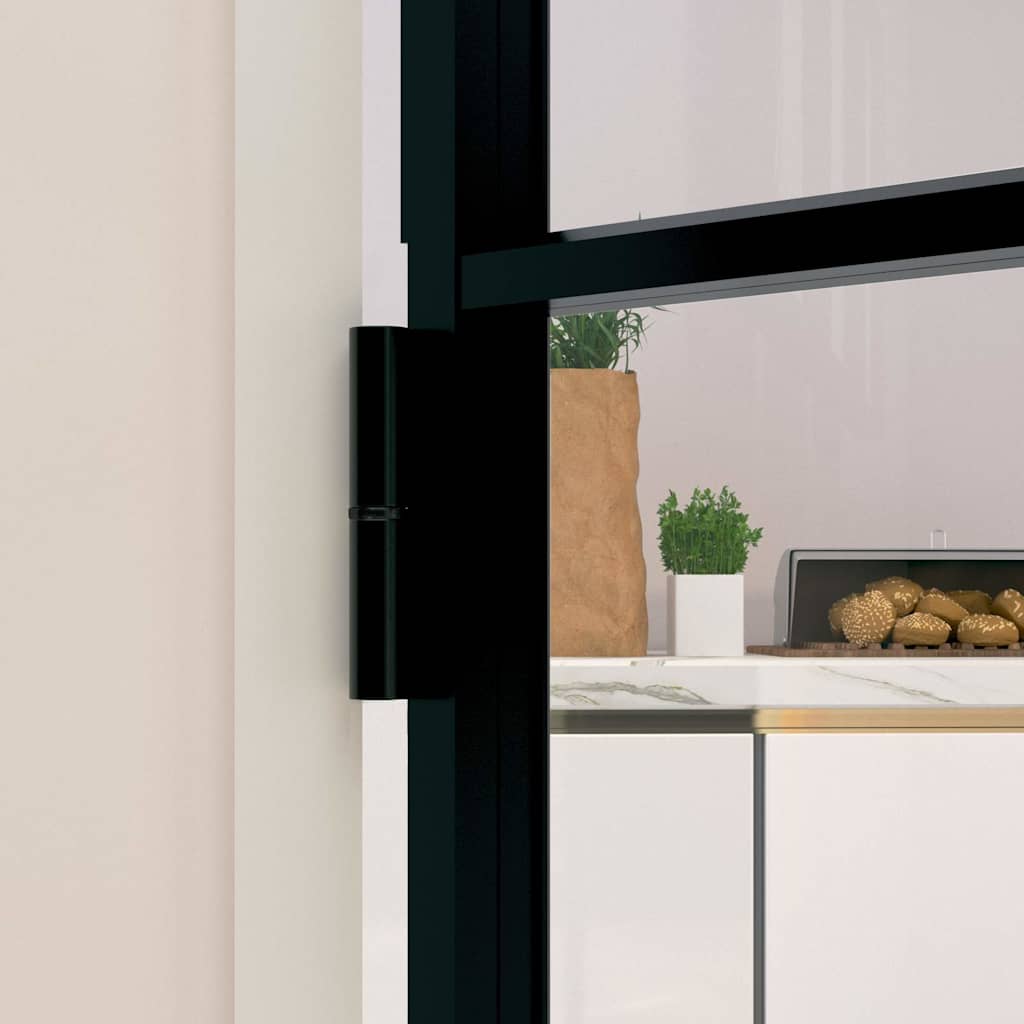 Interior Door Black 83x201,5 cm Tempered Glass&Aluminium Slim