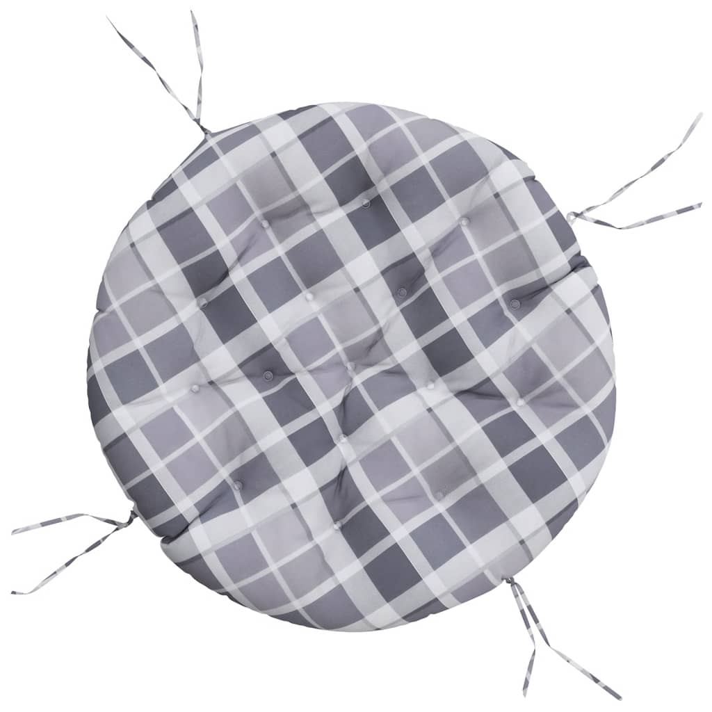 Round Cushion Grey Check Pattern Ø 100 x11 cm Oxford Fabric