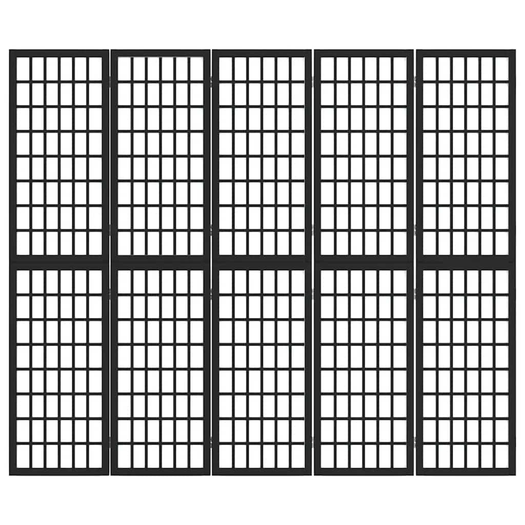 Folding 5-Panel Room Divider Japanese Style 200x170 cm Black
