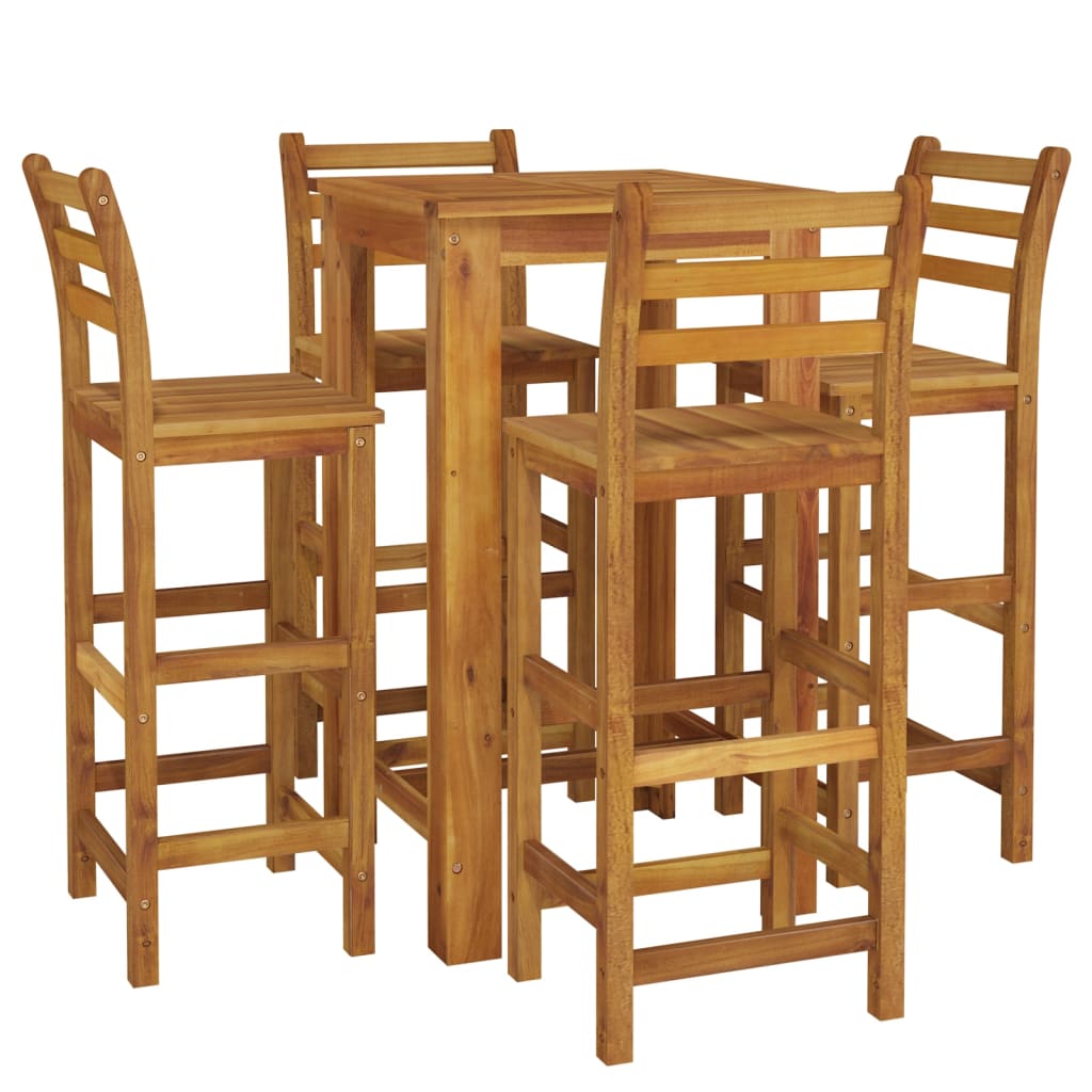5 Piece Garden Bar Set Solid Wood  Acacia