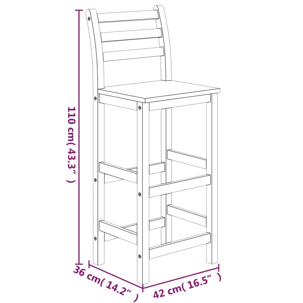 5 Piece Garden Bar Set Solid Wood  Acacia
