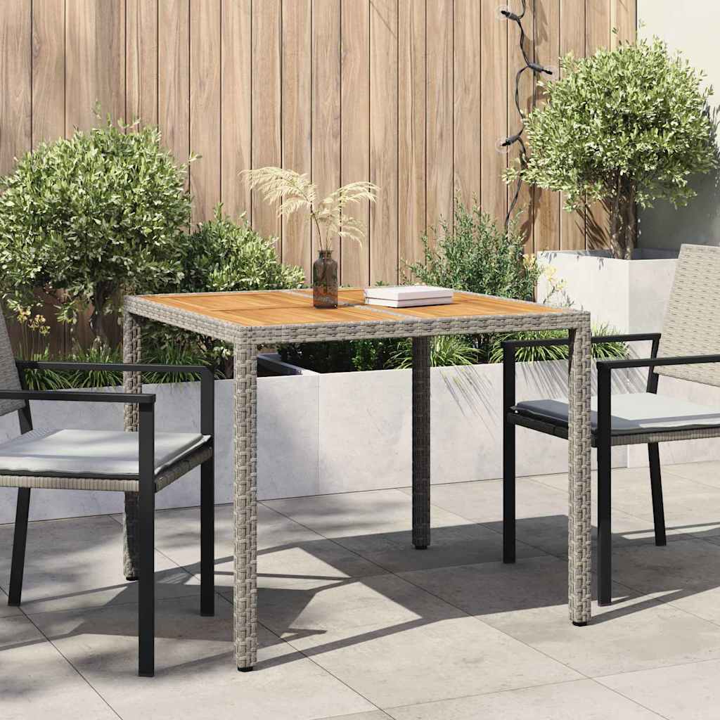 Garden Table Grey 90 x 90 x 75 cm Poly Rattan