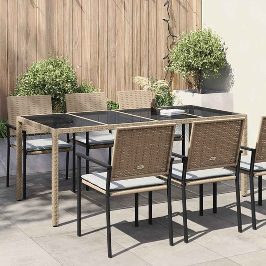 Garden Table Beige Poly Rattan