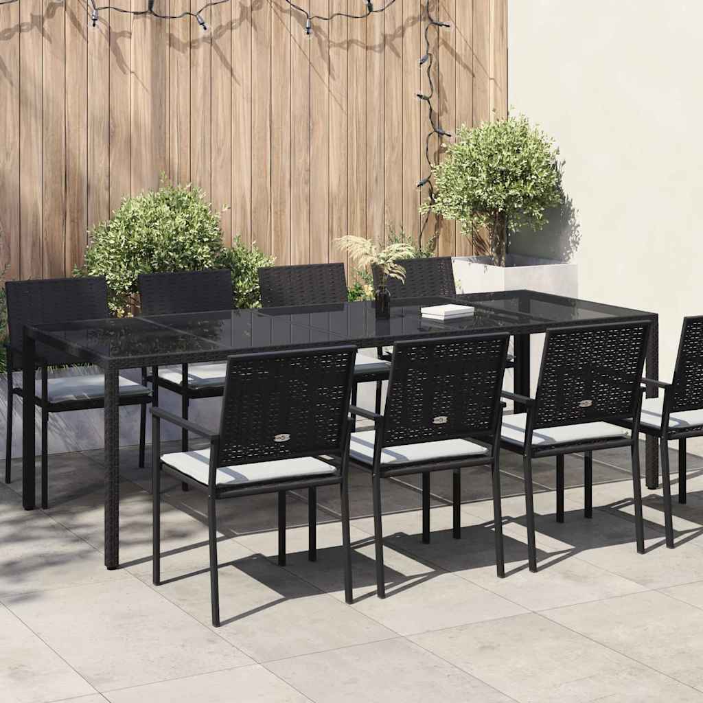 Garden Table Pure Black Poly Rattan