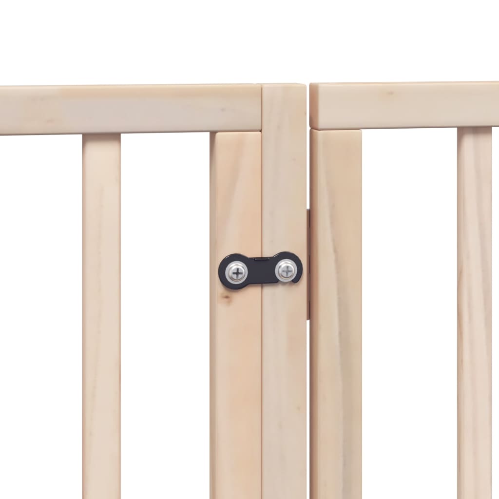 Dog Gate with Door Foldable 4 Panels 320 cm Poplar Wood