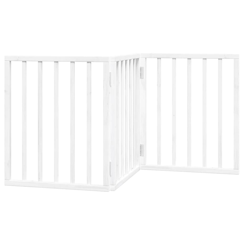 Dog Gate Foldable 3 Panels White 150 cm Poplar Wood