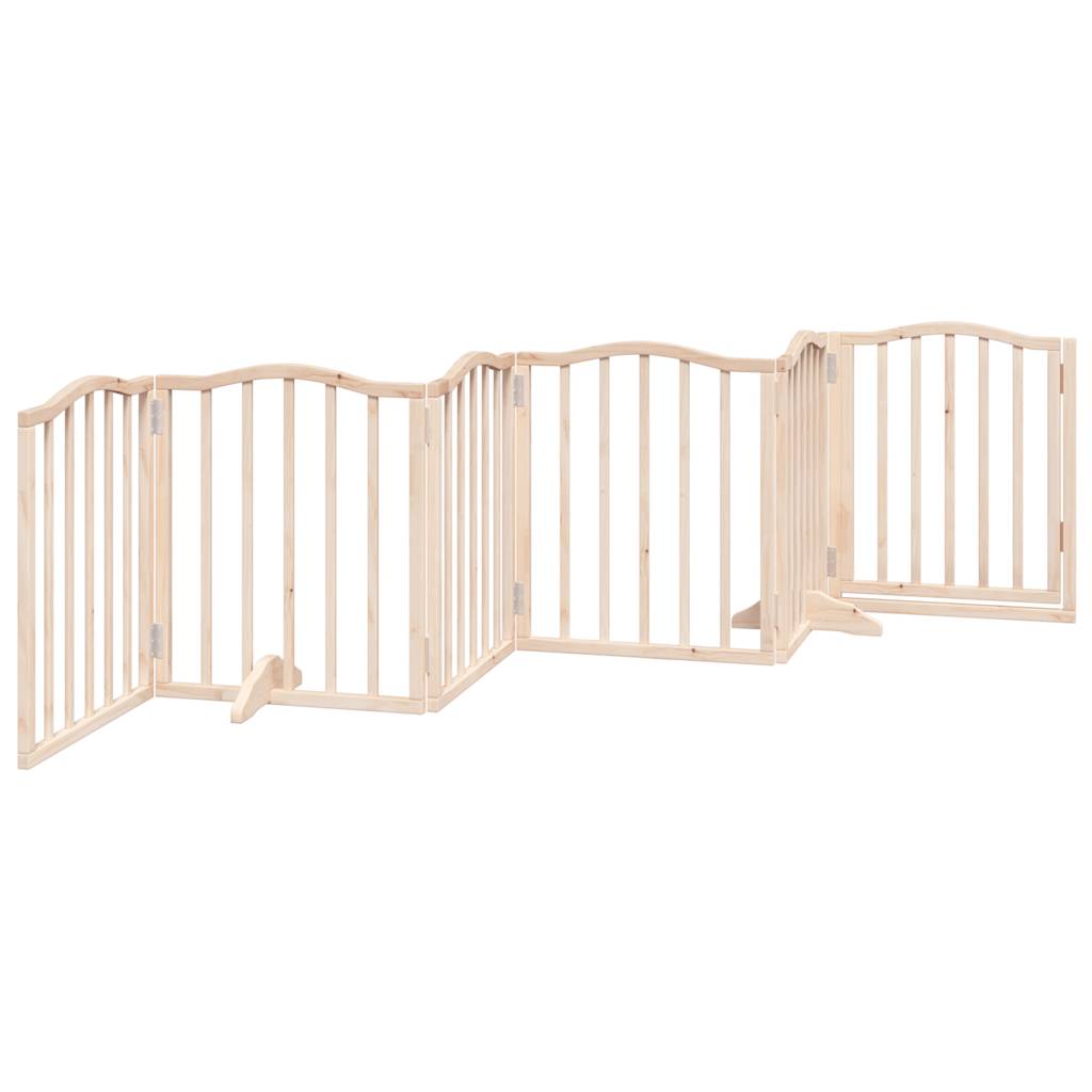 Dog Gate with Door Foldable 6 Panels 300 cm Poplar Wood