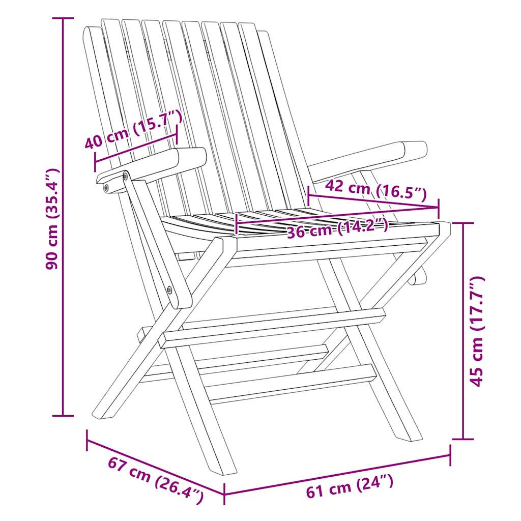 Folding Chairs 2 pcs 61x67x90 cm Solid Wood Teak