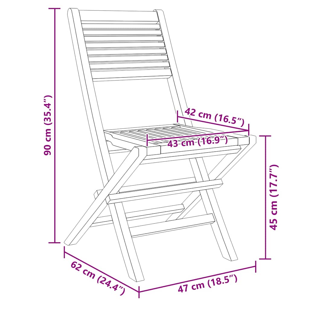 Folding Chairs 2 pcs 47x62x90 cm Solid Wood Teak