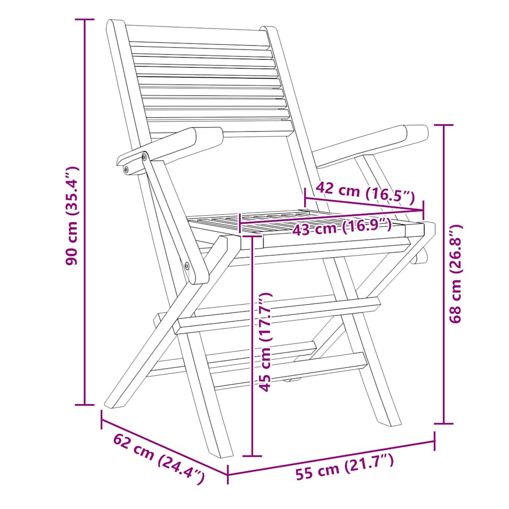 Folding Chairs 6 pcs 55x62x90 cm Solid Wood Teak