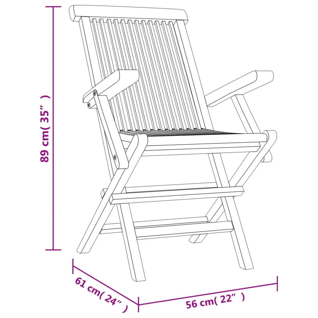 Folding Chairs 6 pcs Grey 56x61x89 cm Solid Wood Teak