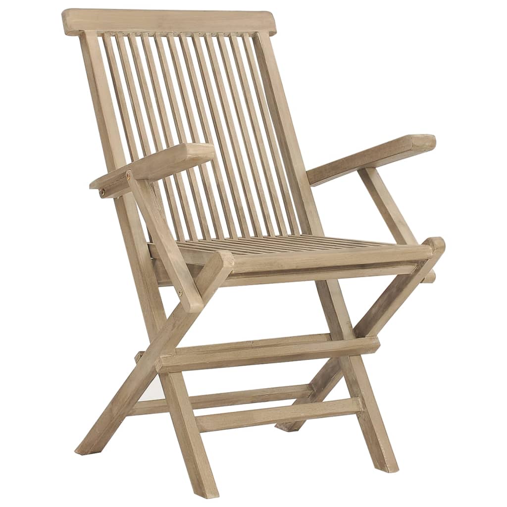 Folding Chairs 8 pcs Grey 56x61x89 cm Solid Wood Teak