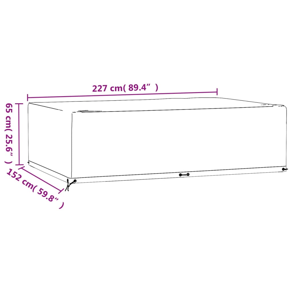 Garden Furniture Covers 2 pcs 12 Eyelets 227x152x65 cm Rectangular