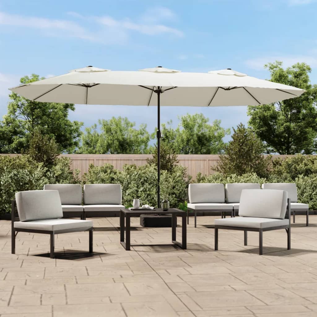 Double-Head Parasol Sand White 449x265 cm