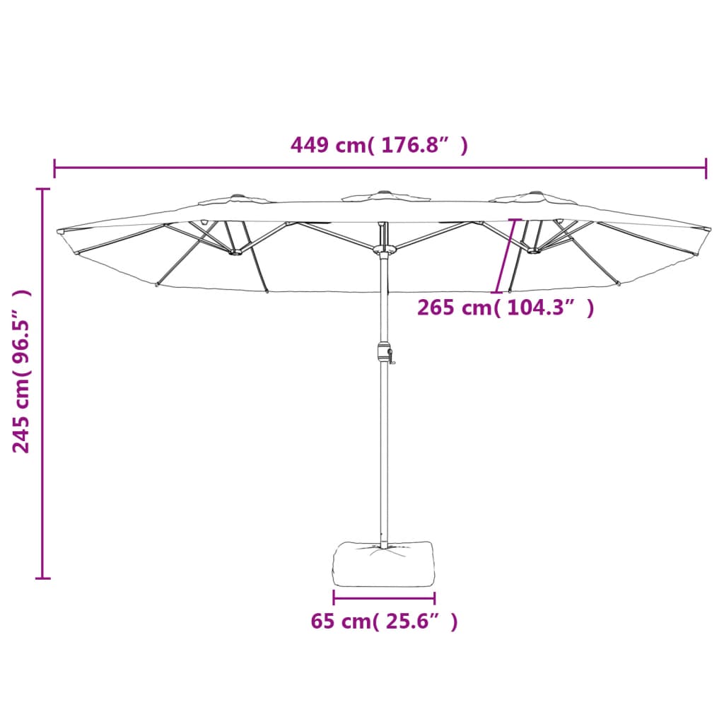 Garden Parasol | Anthracite | Polyester | Double-head | Foldable