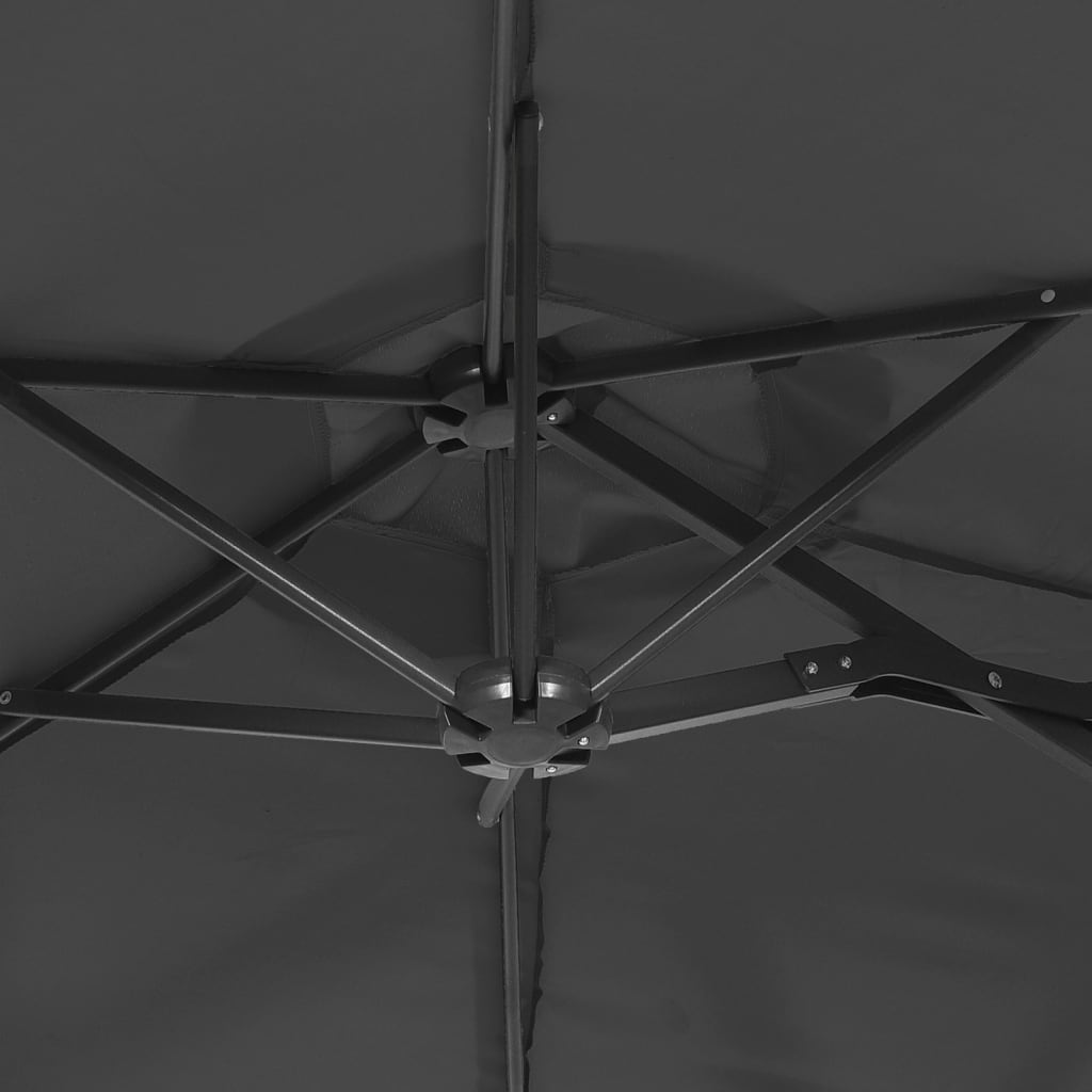 Double-Head Garden Parasol with LEDs Anthracite 316x145 cm