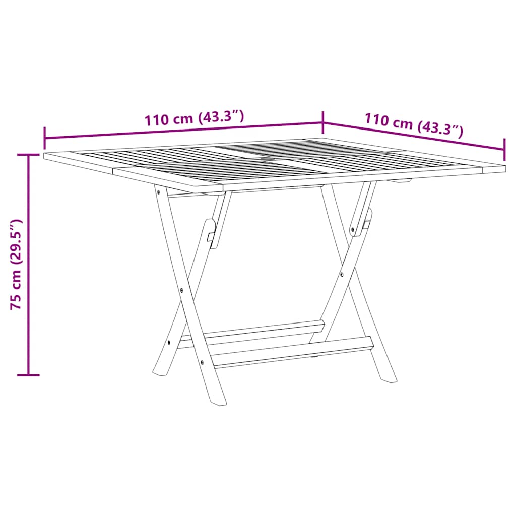 Folding Garden Table 110x110x75 cm Solid Wood Teak