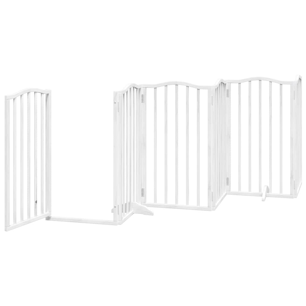 Dog Gate with Door Foldable 15 Panels White 750 cm Poplar Wood