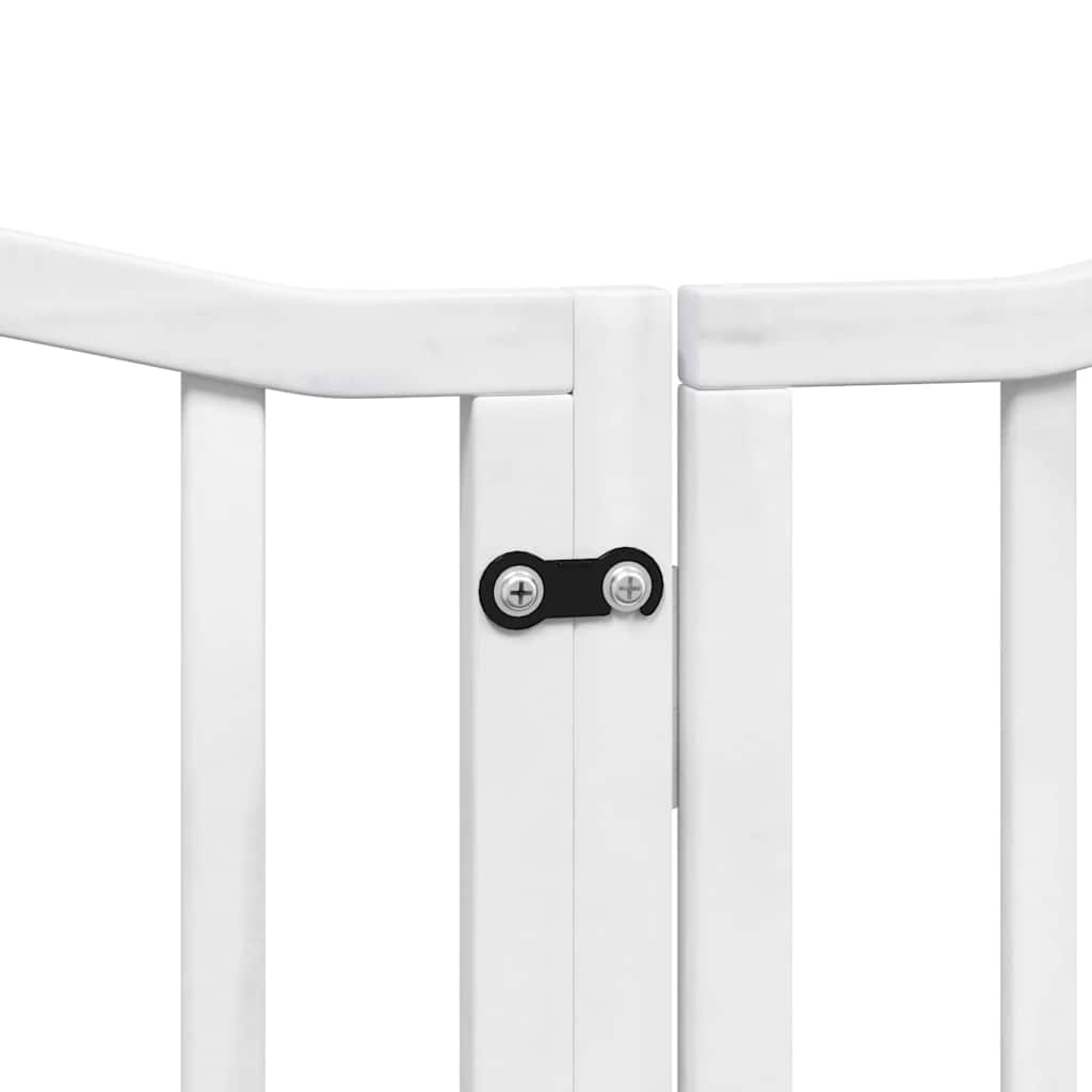 Dog Gate with Door Foldable 15 Panels White 750 cm Poplar Wood