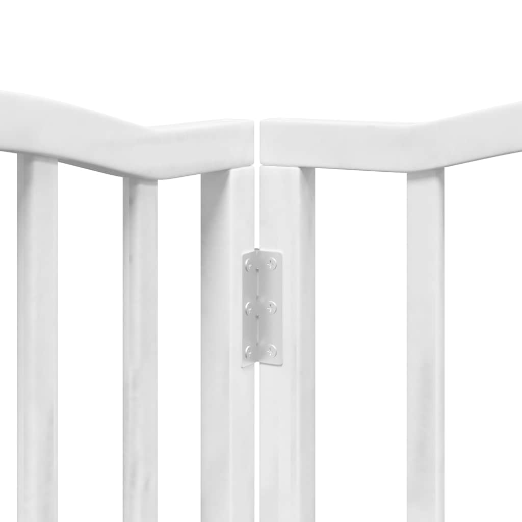Dog Gate with Door Foldable 15 Panels White 750 cm Poplar Wood