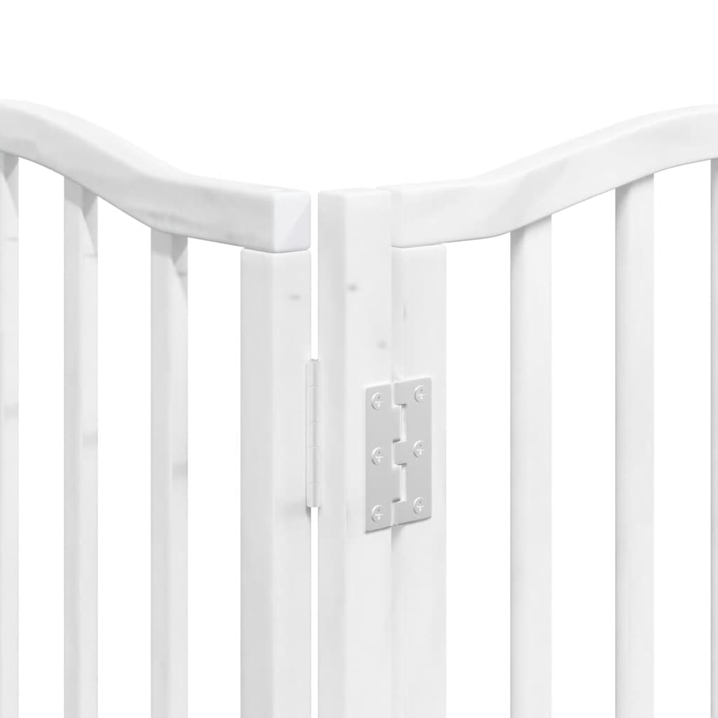 Dog Gate with Door Foldable 15 Panels White 750 cm Poplar Wood