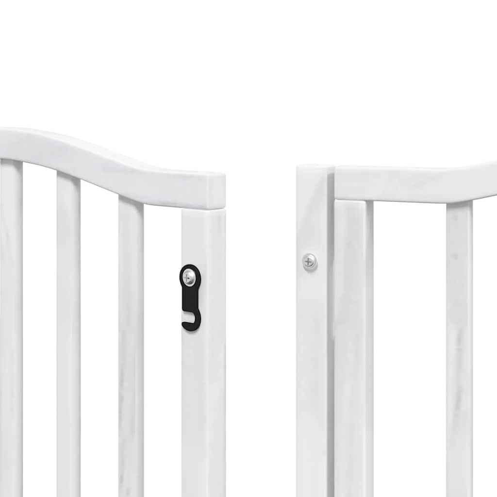 Dog Gate with Door Foldable 15 Panels White 750 cm Poplar Wood