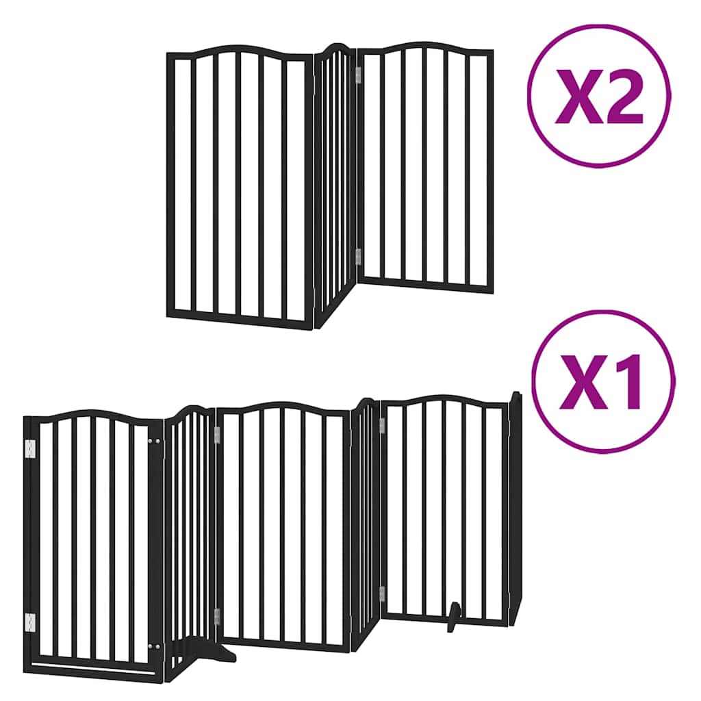 Dog Gate with Door Foldable 12 Panels Black 600 cm Poplar Wood